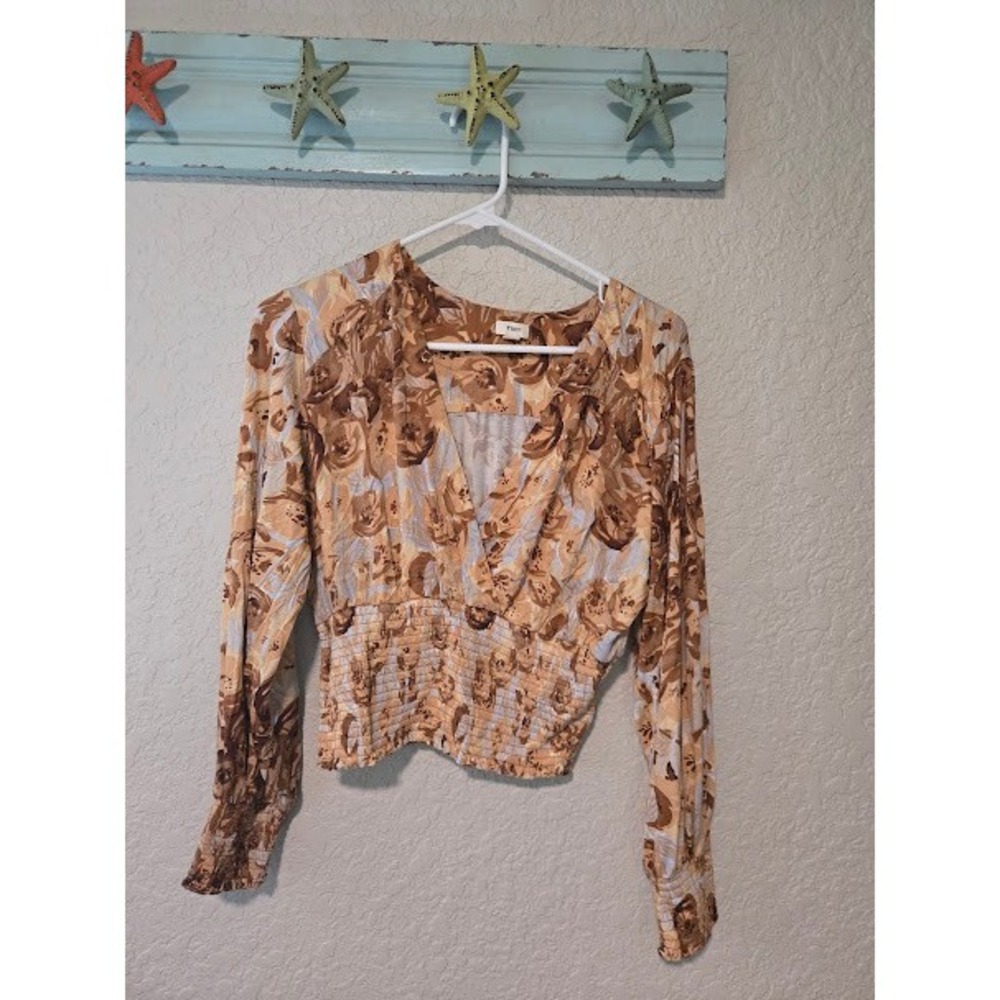 Anthro Brown Floral Top